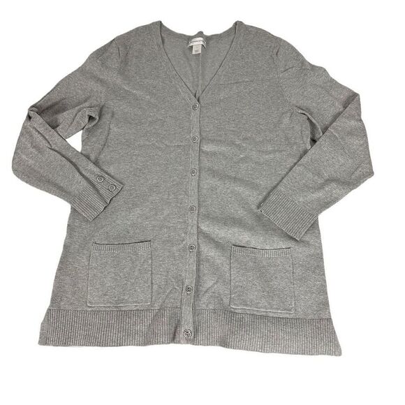 Christopher & Banks Gray V-Neck Cardigan size Large - Picture 1 of 7